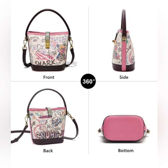 FOXLOVER Fabric Bucket Crossbody Bags for Women Top-Handle - Picture 2 of 6